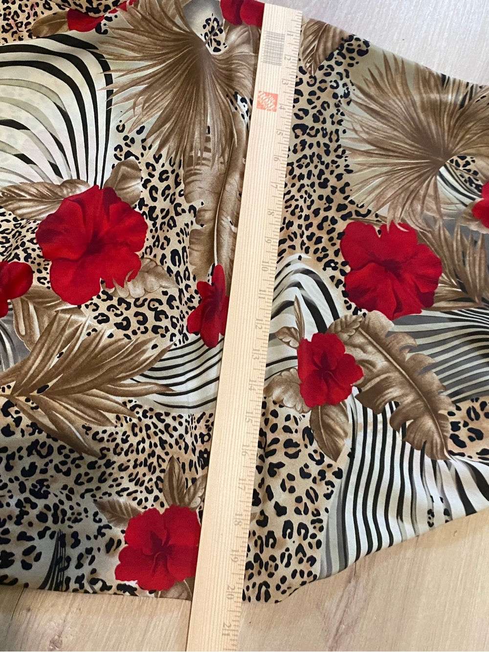 Y2K-era Tropical Leopard Slip Midi Dress with Red Floral - Picture 8 of 9